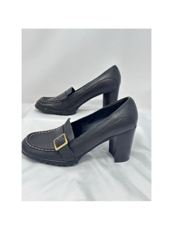 Tommy Girl Shoes - Tommy Girl Brown Leather Buckle Heels Size 9.5